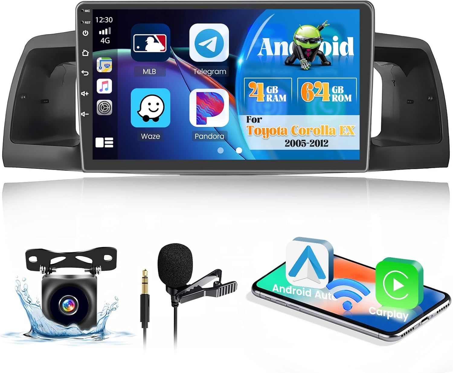 Toyota Corolla 2005-2012 Car Radio – 9&quot; Touchscreen Android 15 with CarPlay, GPS, Wi-Fi