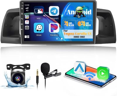Toyota Corolla 2005-2012 Car Radio – 9&quot; Touchscreen Android 15 with CarPlay, GPS, Wi-Fi