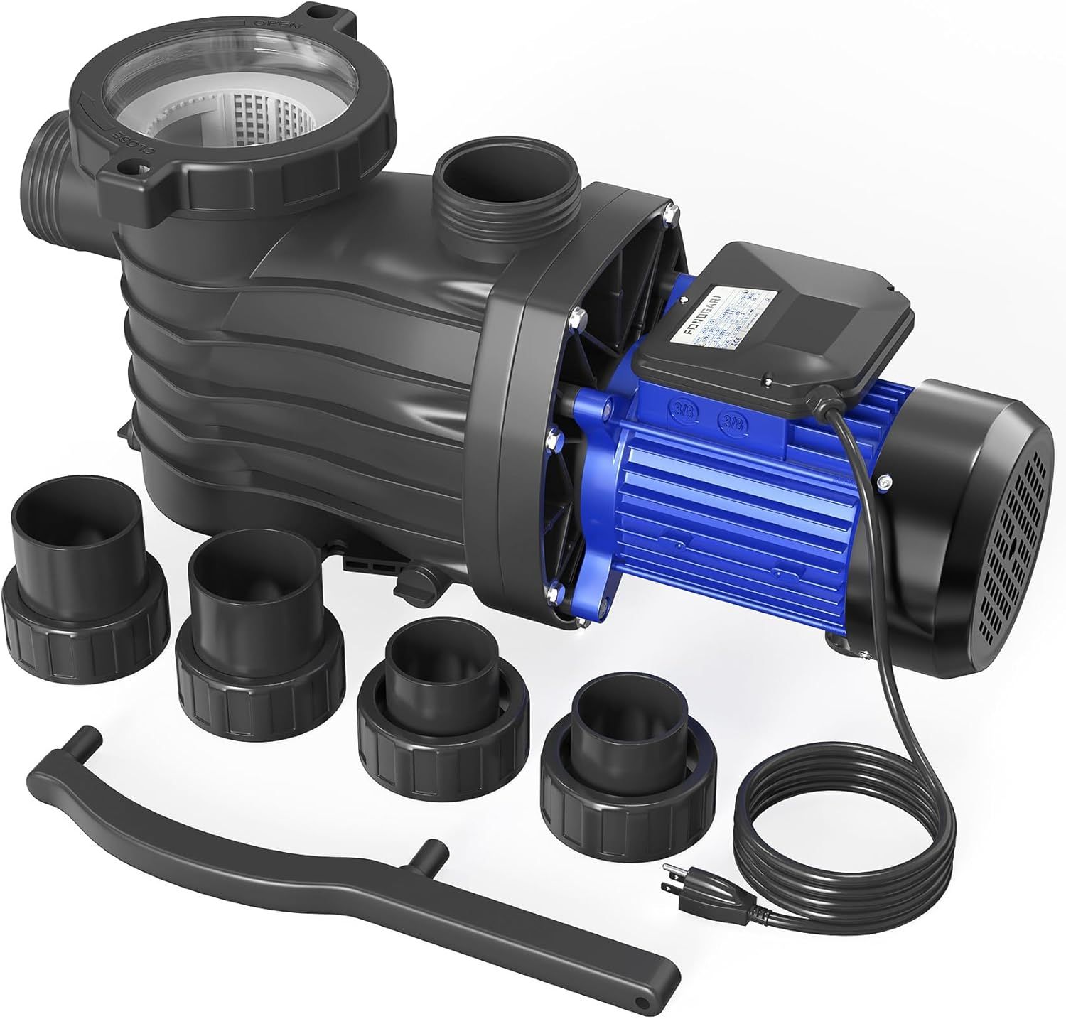 3HP Above/Inground Swimming Pool Pump – 7449 GPH, Energy Saving, with Basket, 115V