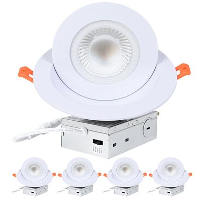 6&quot; LED Gimbal Recessed Lighting – Adjustable 360° Eyeball Spotlight, Dimmable Downlight Pack of 4