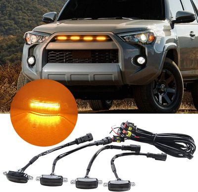 4 LED 12W Amber Grille Warning Lights – Daytime Running Lights DRL for SUV &amp; Truck Front Bumper