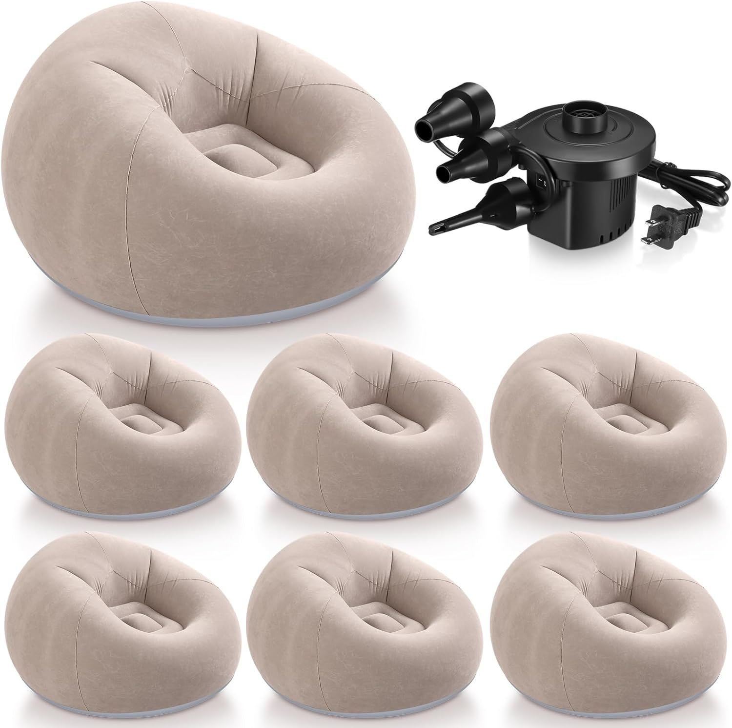6 Piece Inflatable Bean Bag Chairs for Adults – Portable Lazy Sofa with Electric Air Pump