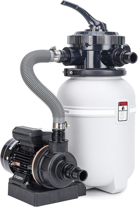 10&quot; Sand Filter System with 2220GPH Pump – Above Ground Pool Filtration with 6-Way Valve