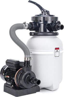 10&quot; Sand Filter System with 2220GPH Pump – Above Ground Pool Filtration with 6-Way Valve