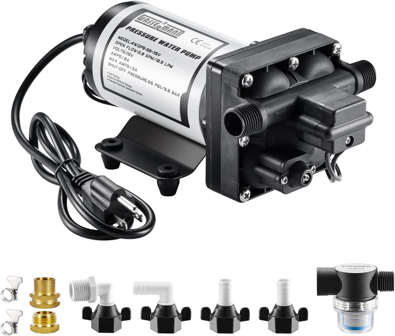 115V Water Pressure Booster Pump – Self-Priming 5.0 GPM 55 PSI with Pressure Switch