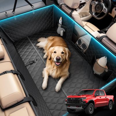 Heavy Duty Dog Hammock for Trucks &amp; SUVs – Back Seat Cover with Hard Bottom, Holds 2-4 Dogs