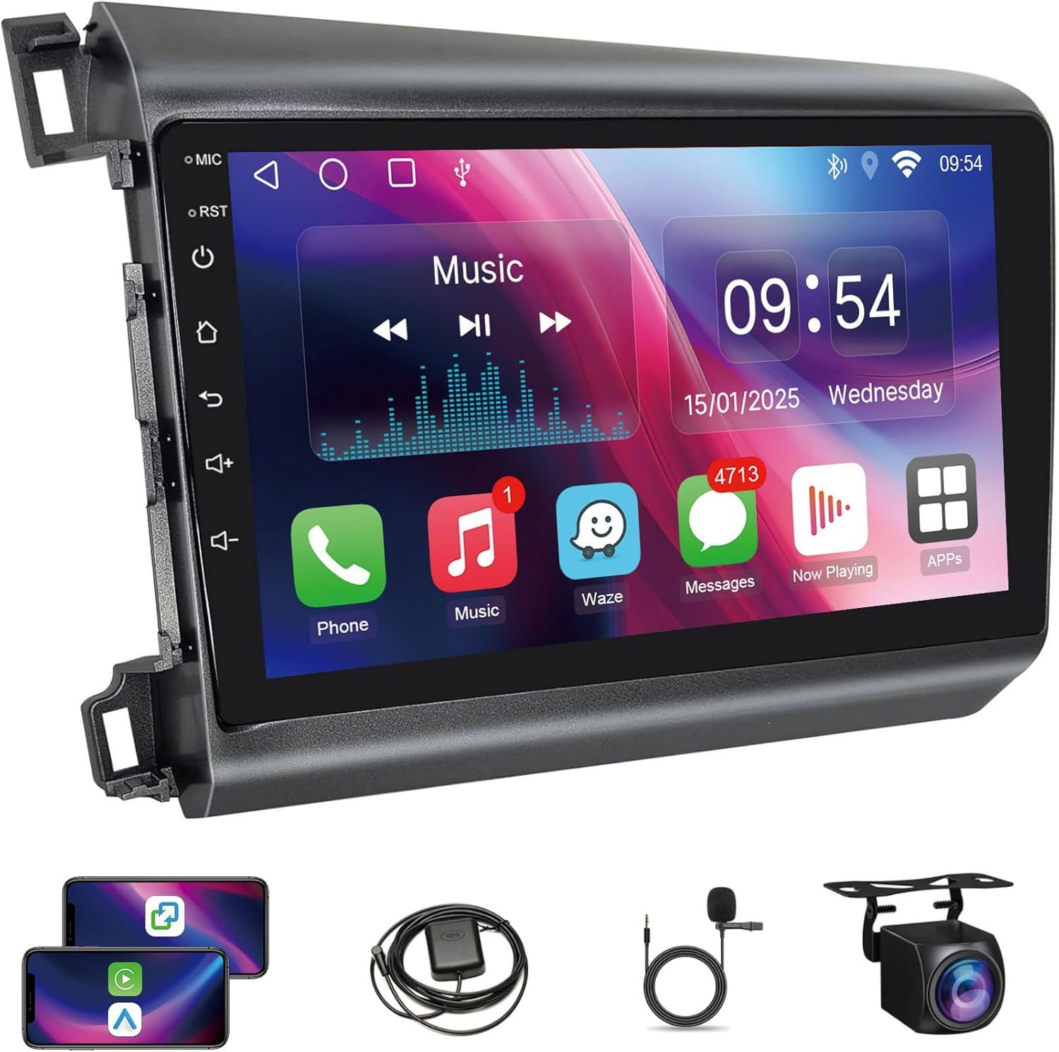 Honda Civic 2012-2015 ~ 9” Android Car Multimedia Player with CarPlay, Android Auto, GPS, Camera