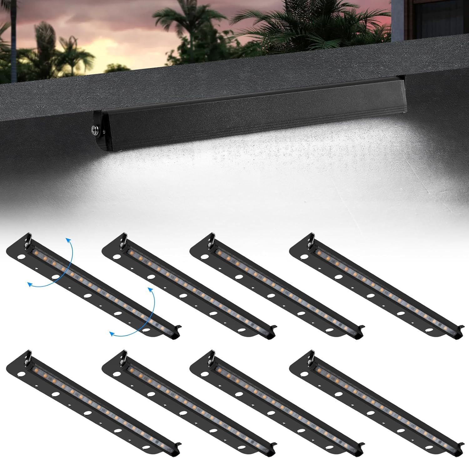 8-Pack 12&quot; LED Hardscape Paver Lights – Low Voltage Outdoor Step Lighting 5000K