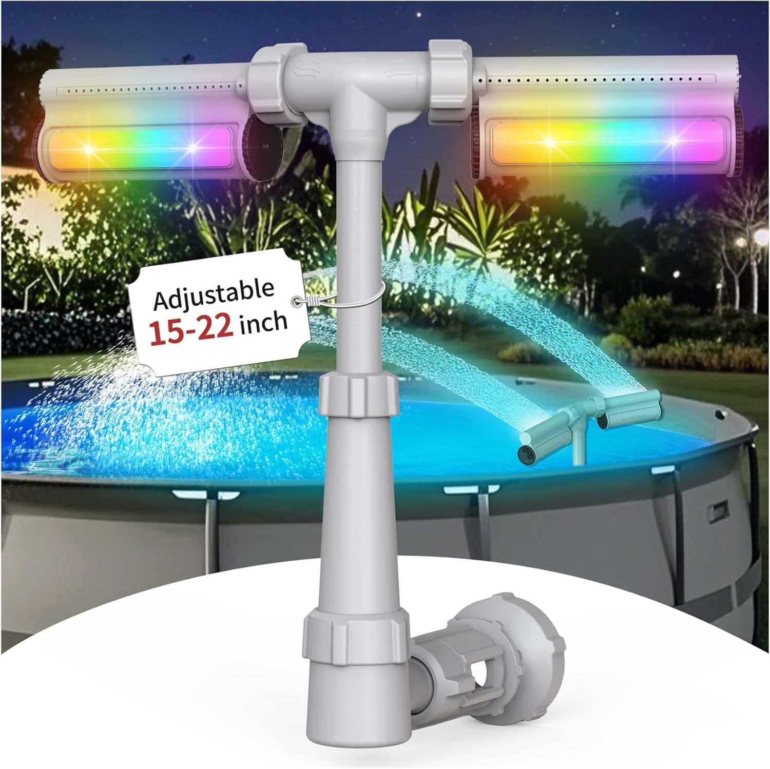 7-Color LED Pool Waterfall Sprayer – Pool Cooler &amp; Party Fountain Jet Accessory