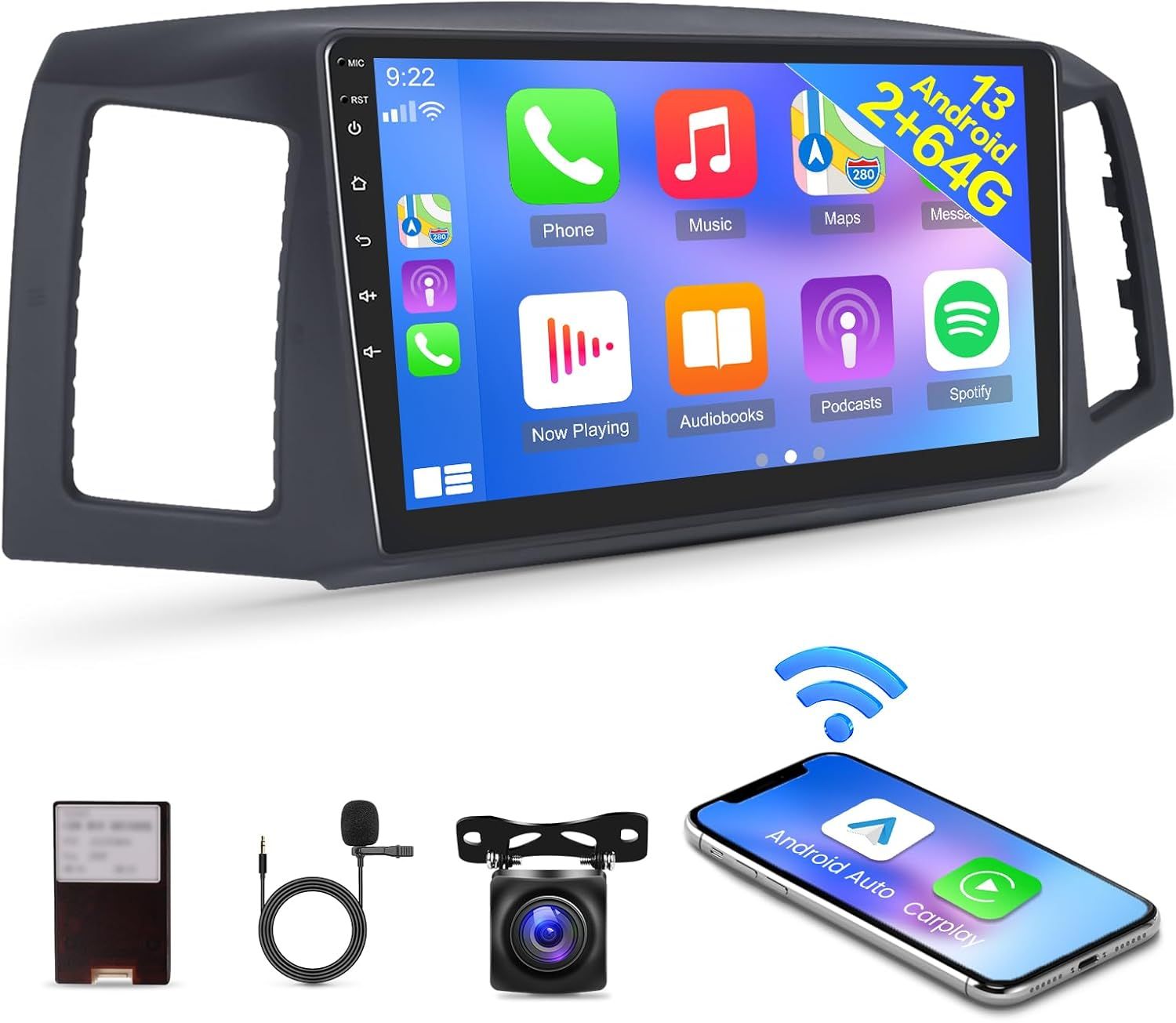 2004-2007 Jeep Grand Cherokee Car Stereo Upgrade 10” Android Touchscreen with CarPlay &amp; Camera