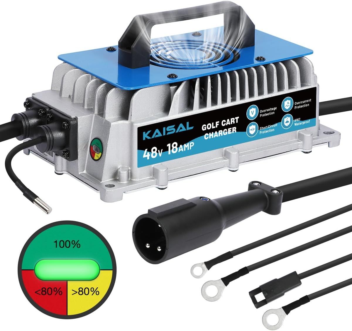Heavy Duty 48V Golf Cart Charger – 18A Smart Charger, IP67 Waterproof
