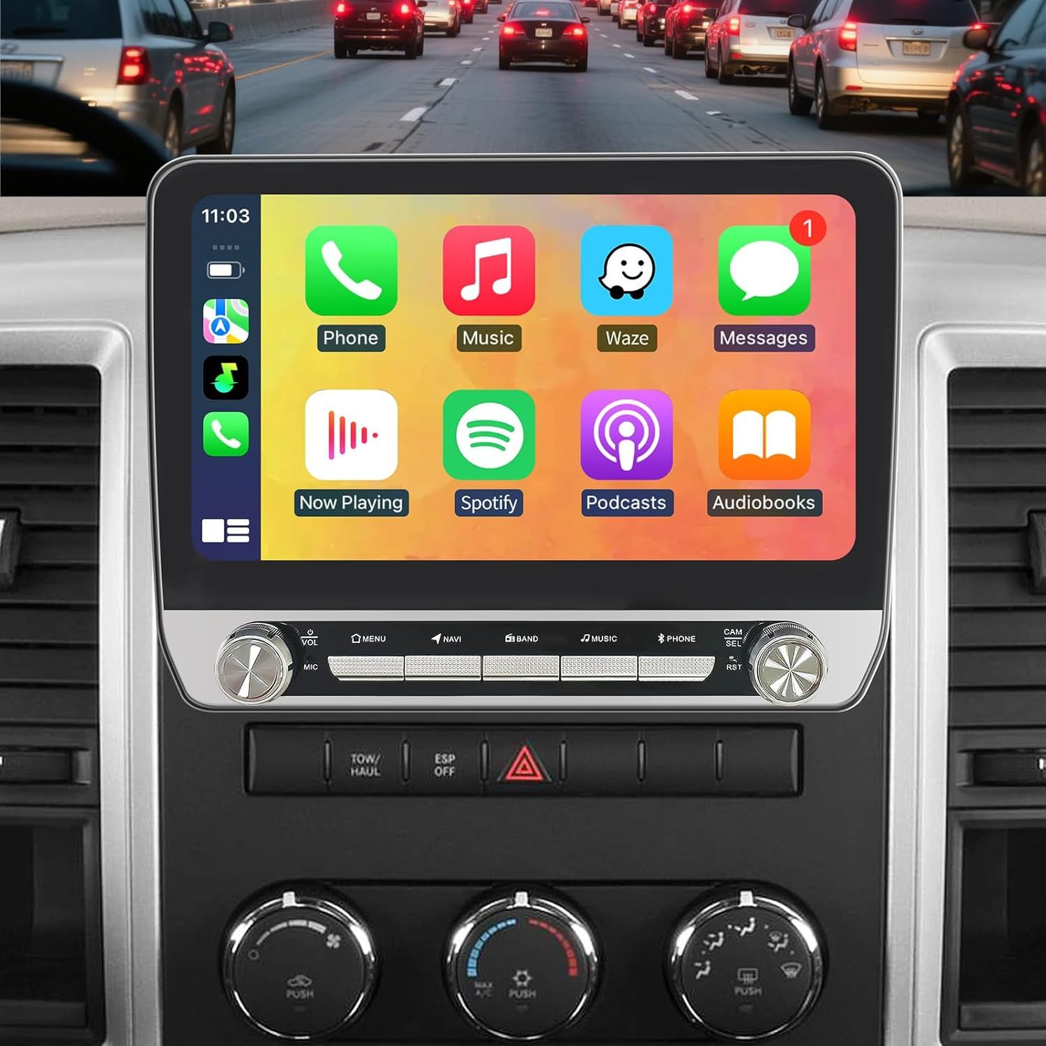 2009-2012 Dodge RAM Car Stereo 10&quot; Touch Screen with CarPlay, FM/AM, Backup Camera &amp; Navigation