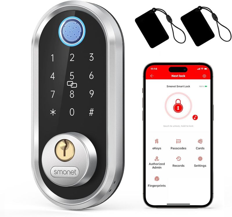Smart Door Lock with Fingerprint &amp; Keypad – Easy Install, Secure &amp; Modern Look