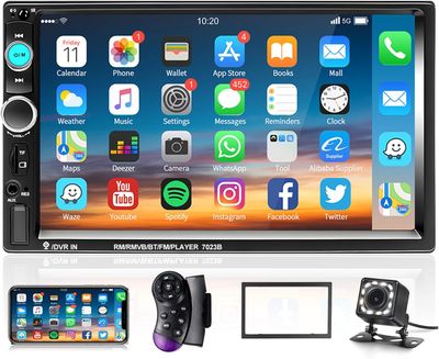 Double Din Car Stereo 7 Inch Touch Screen Radio with Bluetooth &amp; Backup Camera