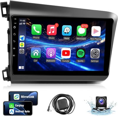 2012-2015 Honda Civic 9 Inch Touch Screen Stereo with GPS, WIFI, Bluetooth &amp; Backup Camera