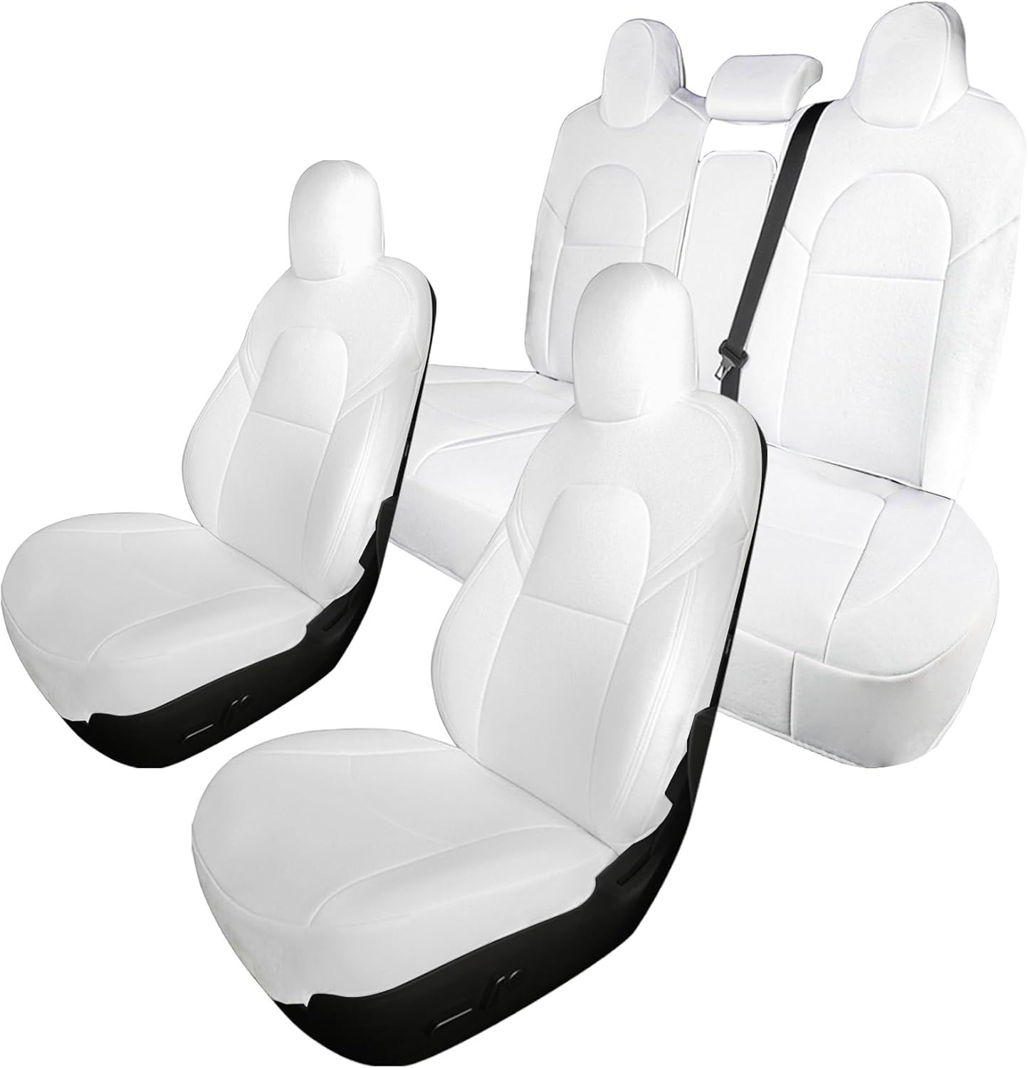 2017-2023 Tesla Model 3 Seat Covers Full Set, Custom Fit Cloth Protectors White Color