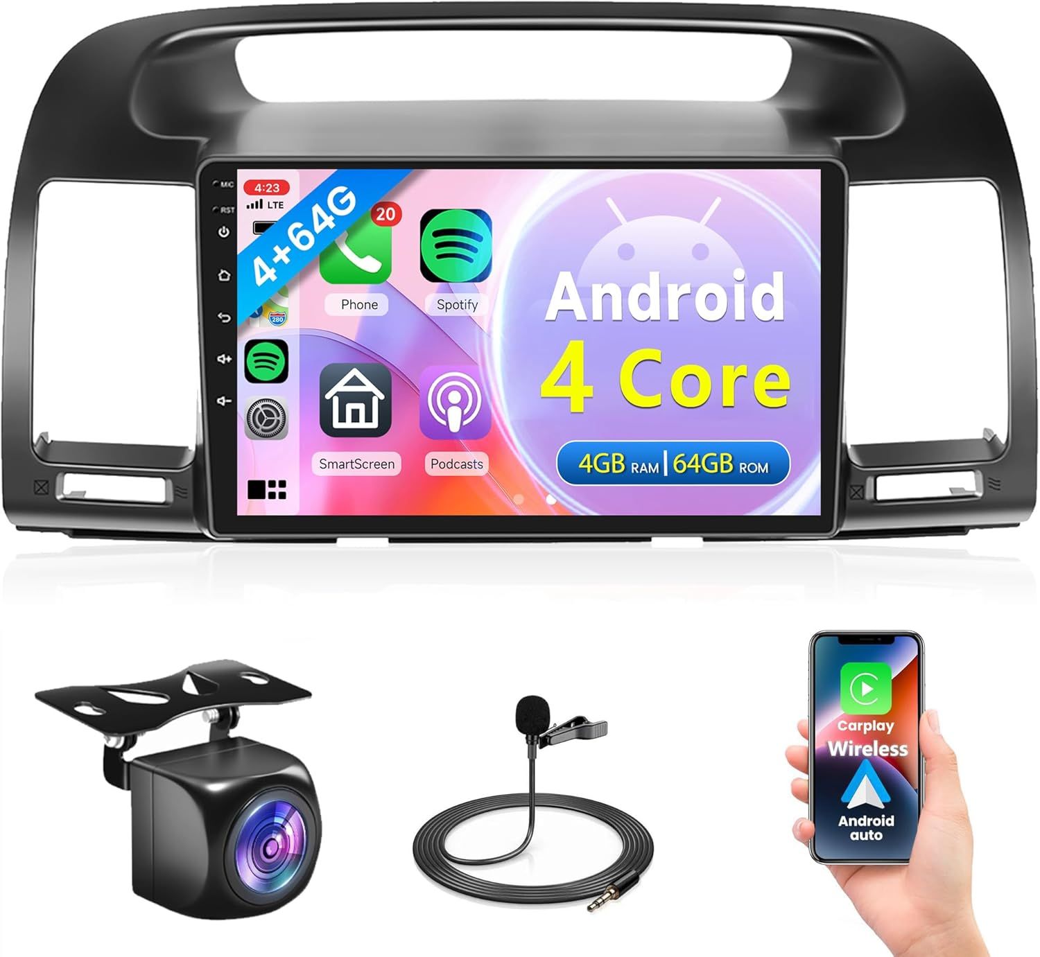 2000-2006 Toyota Camry Android Car Radio 9” HD Touchscreen w/ GPS Wi-Fi Bluetooth &amp; Backup Camera
