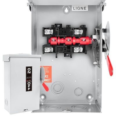 60 Amp Disconnect Switch Box 2 Pole Safety Switch Non-Fusible NEMA 3R Indoor Outdoor Galvanized Box