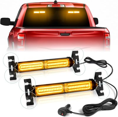 Amber 40LED Emergency Strobe Light Kit – Visor Flashing Bars for Truck, SUV &amp; Roadside Safety