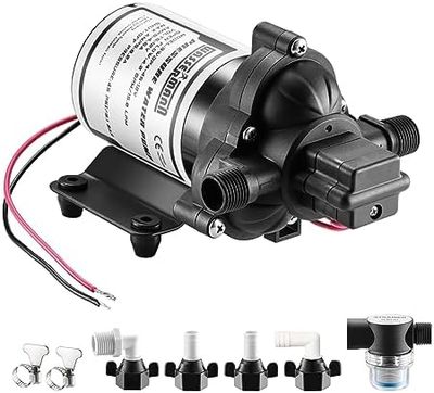 12V RV Water Pressure Pump 4.0GPM 45PSI with Pressure Switch – Self-Priming Pump for RV &amp; Marine