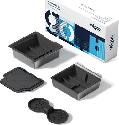 2026 Tesla Model Y Juniper &amp; 24-25 Model 3 Center Console Organizer – Dual Layer Design 4PCS Black