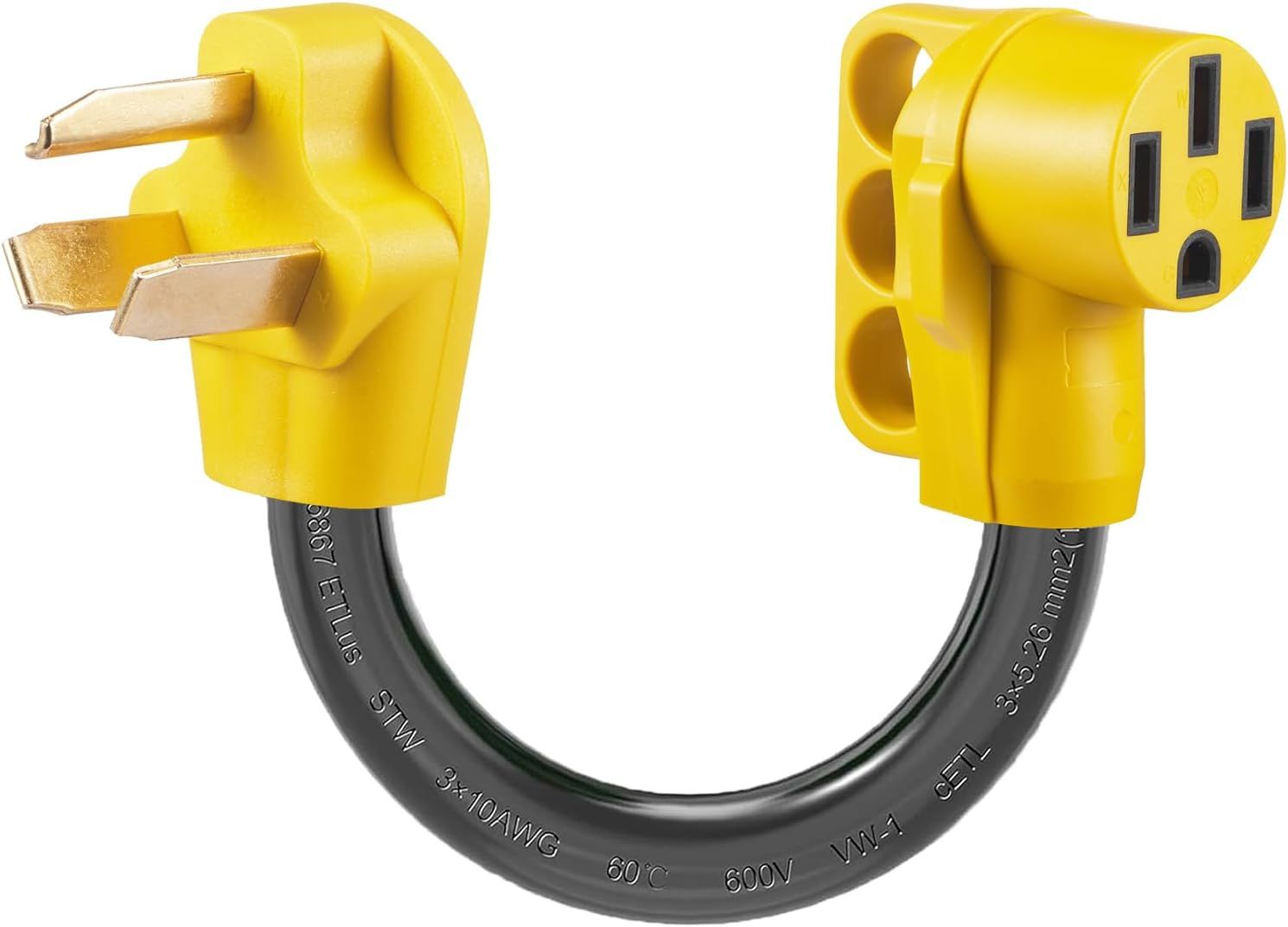 EV Level 2 Adapter Cord – 30A Dryer Outlet to 50A EV Plug Converter NEMA 10-30P to 14-50R