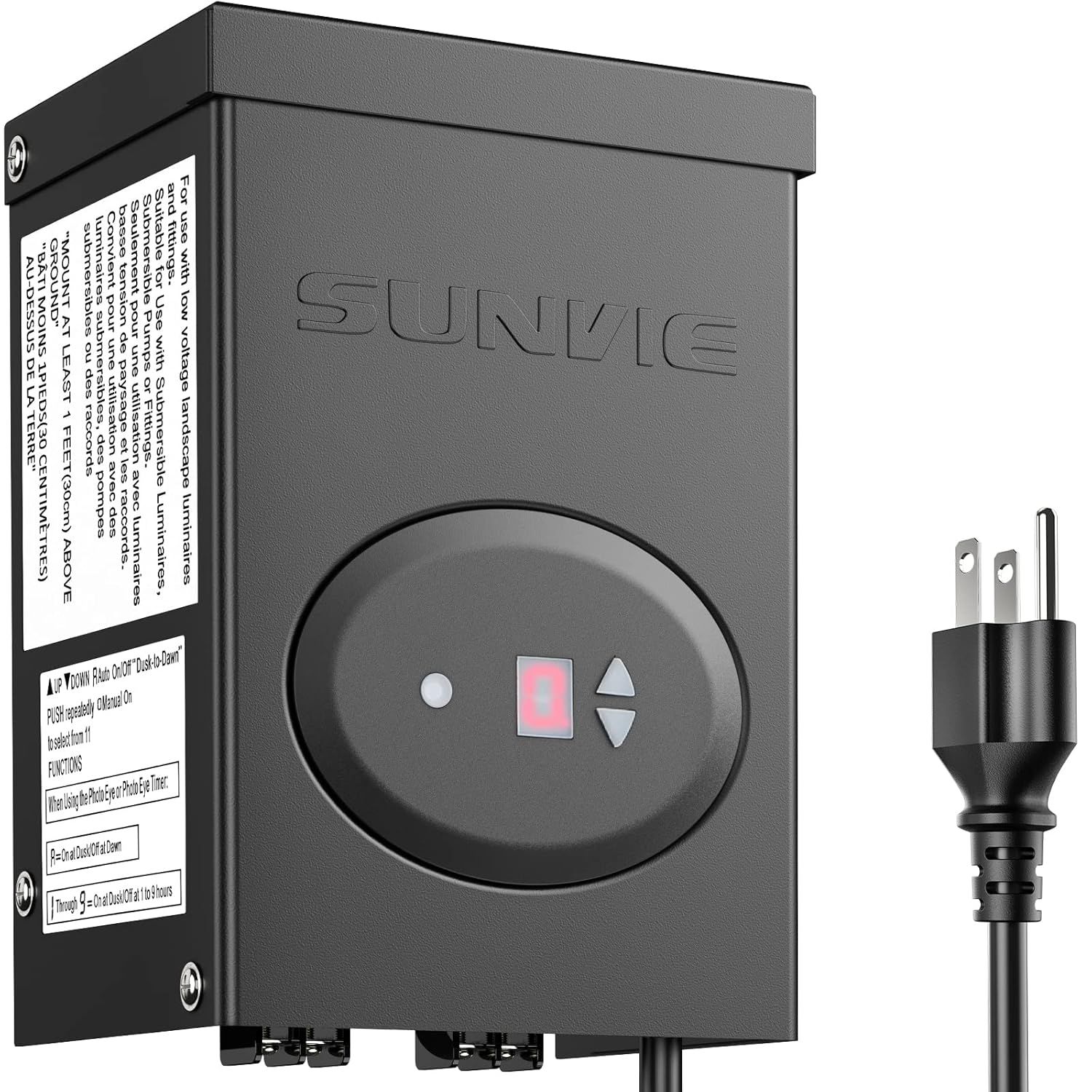 120W Low Voltage Transformer 120V to 12V Power Converter with Photocell and Timer for Garden Lights