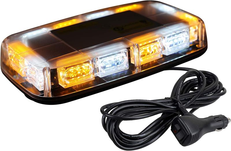 Roof Top Amber/White LED Strobe Light Bar – Emergency Safety Light for Construction &amp; Service Truck