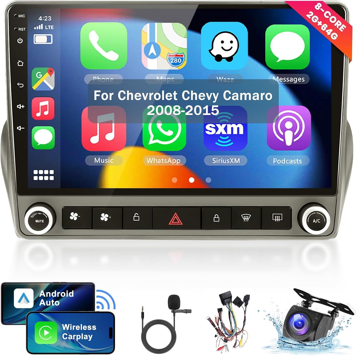 Chevy Camaro 2008-2015 Android Stereo with GPS Navigation, Wi-Fi, Bluetooth, DSP &amp; Backup Camera