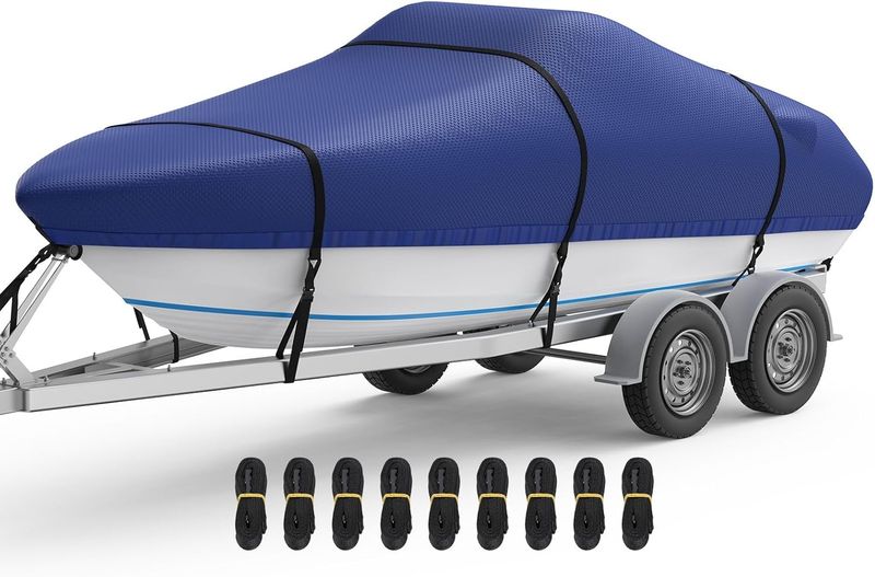 14-16FT  Trailerable Boat Cover for Tri-Hull, V-Hull, Fish &amp; Ski, Runabout Boats