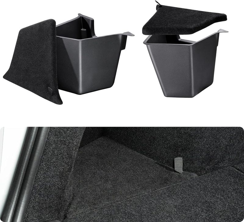 Tesla Model Y 2026 Rear Trunk 2 Storage Bins / Carpeted Lids With Perfect Fit Design