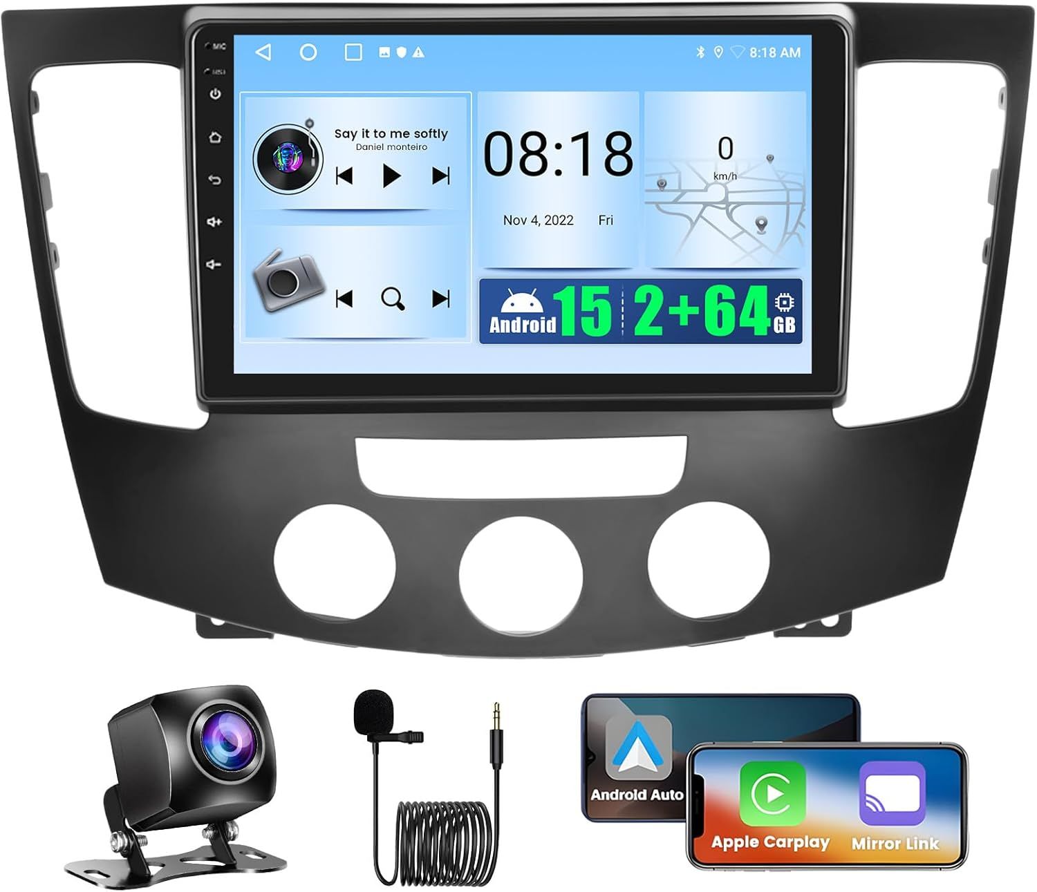 Car Stereo 9&quot; for Hyundai Sonata NF 2009–2010, Wireless CarPlay, Bluetooth, GPS, WiFi &amp; Rear Camera