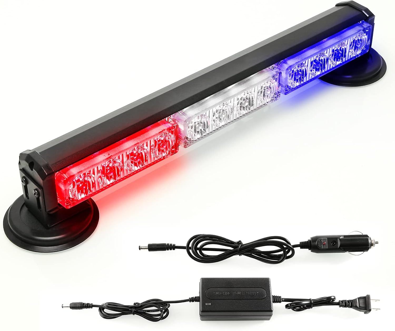 Rechargeable Wireless LED Strobe Light Bar – Red White Blue Flashing Beacon for Trucks &amp; Cars