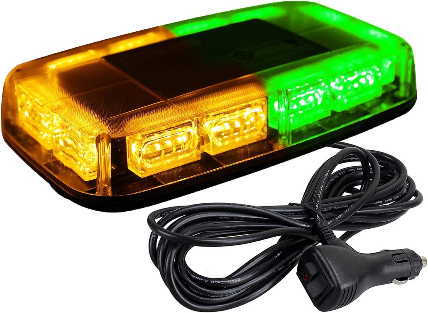 Roof Top Amber/Green LED Strobe Light Bar – Emergency Safety Light for Construction &amp; Service Truck