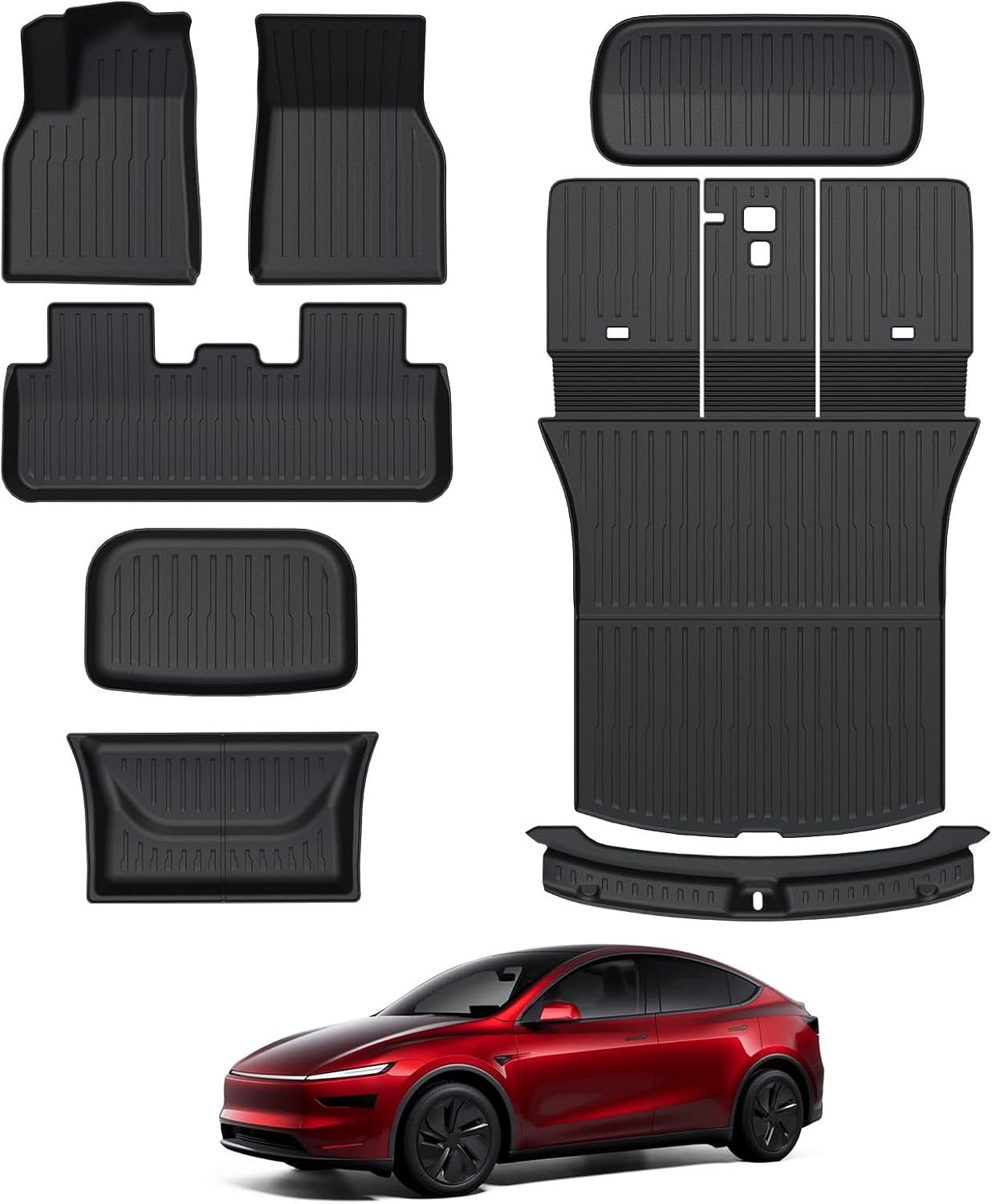 2026 Tesla Model Y Juniper 8PCS All-Weather Floor Mat Set For Full Interior and Cargo Liners