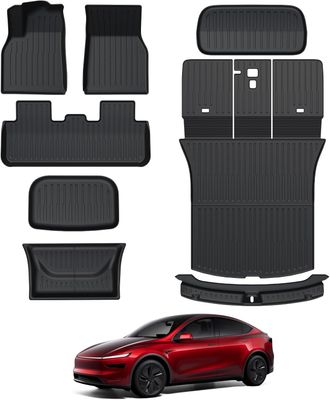 2026 Tesla Model Y Juniper 8PCS All-Weather Floor Mat Set For Full Interior and Cargo Liners