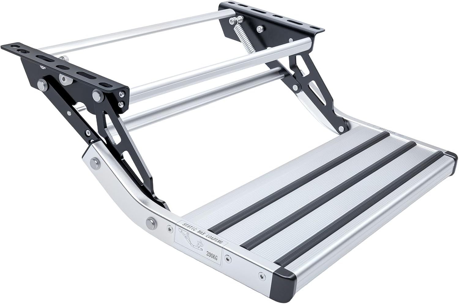 Retractable RV Trailer Step, Manual Fold 1-Step with Safe Non-Slip Surface &amp; Strong 400lb Capacity