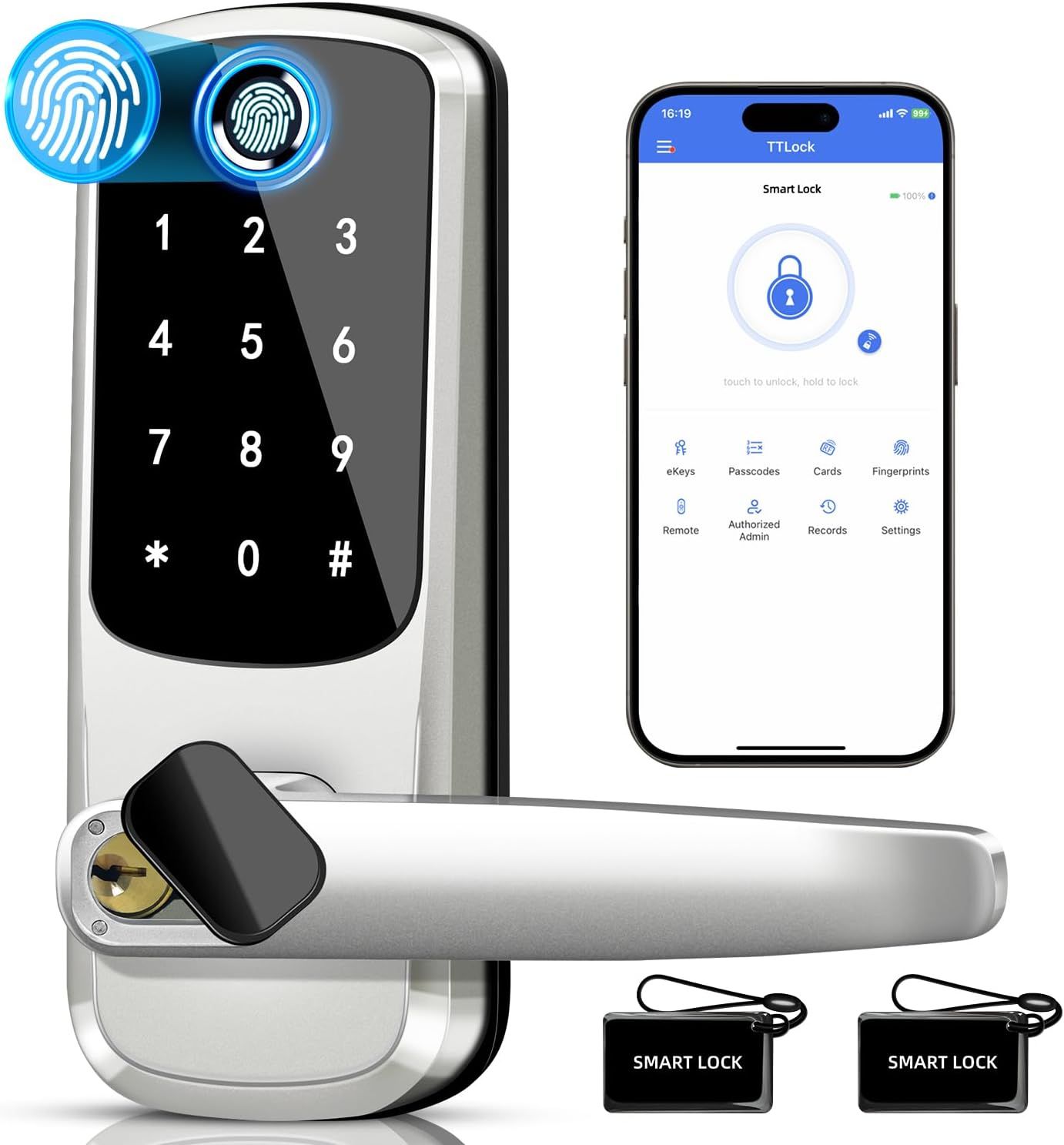Keyless Entry Door Lock with Digital Keypad, Fingerprint Smart Deadbolt and App Control