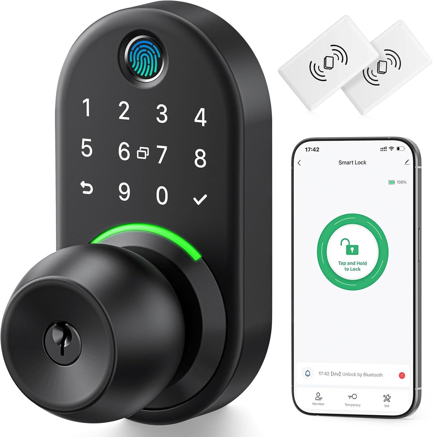 Keyless Entry Smart Lock with Keypad and Fingerprint Door Knob for Home Security