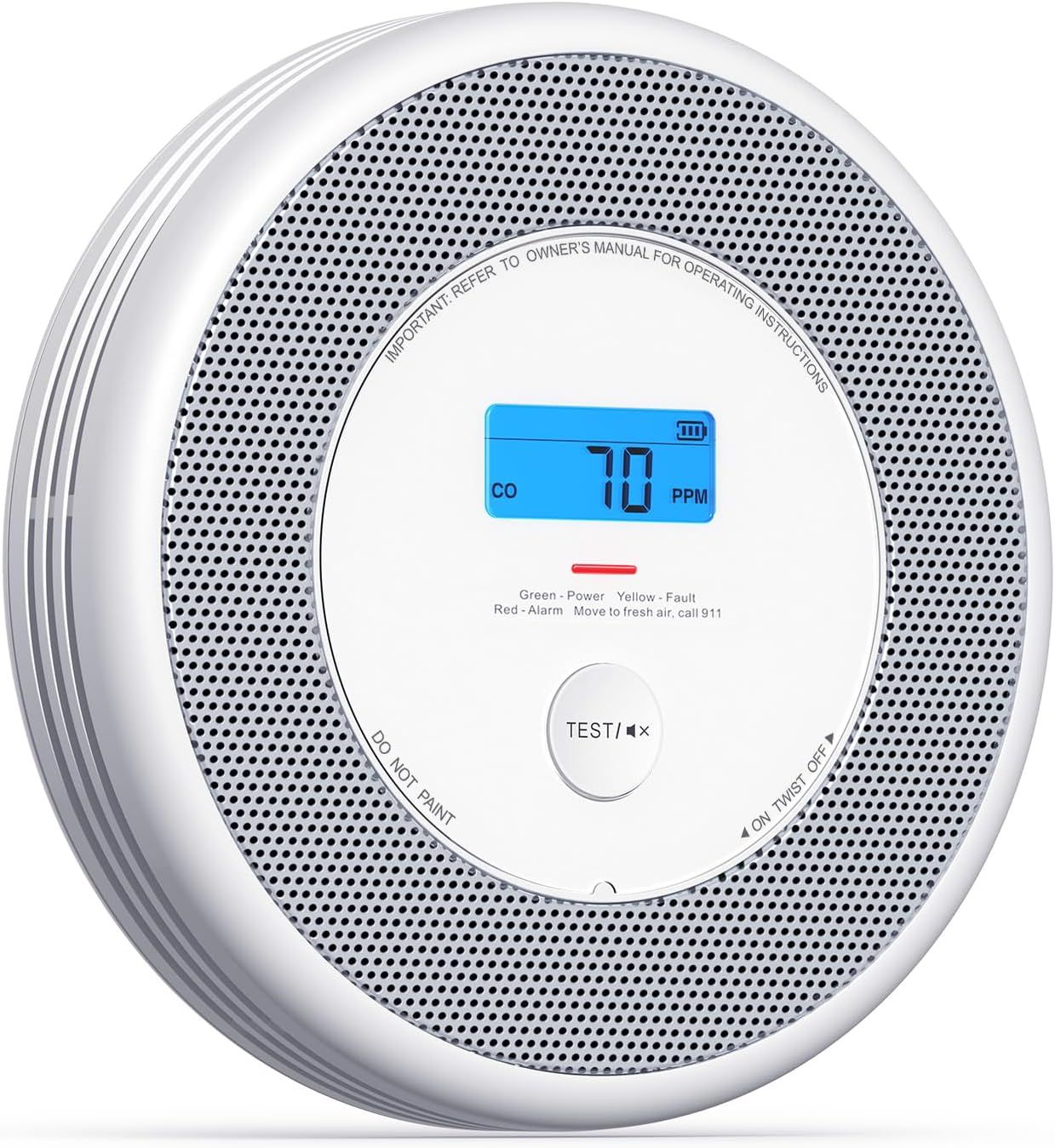 Emergency Smoke and CO Detector with Loud Voice Alerts and Replaceable Battery for Added Security