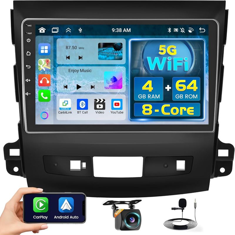 Mitsubishi Outlander 2008-2015 Wireless CarPlay Touchscreen Stereo with GPS and Backup Camera
