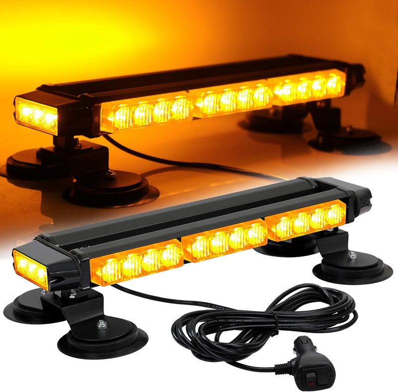 16.8” Amber LED Strobe Warning Light Bar for Construction and Work Vehicles