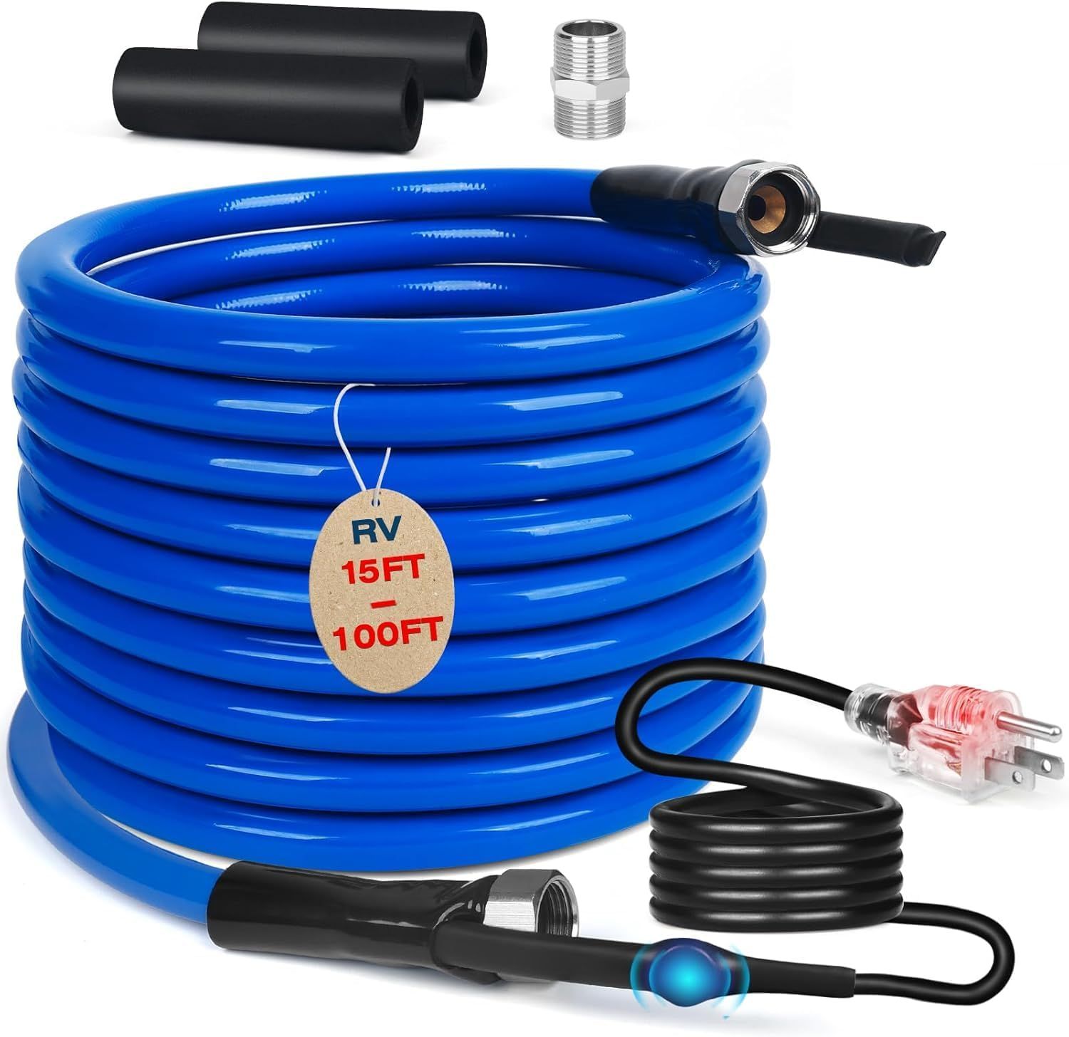 25FT Heated RV Water Hose - Anti-Freeze, Thermostat, Safe for Drinking