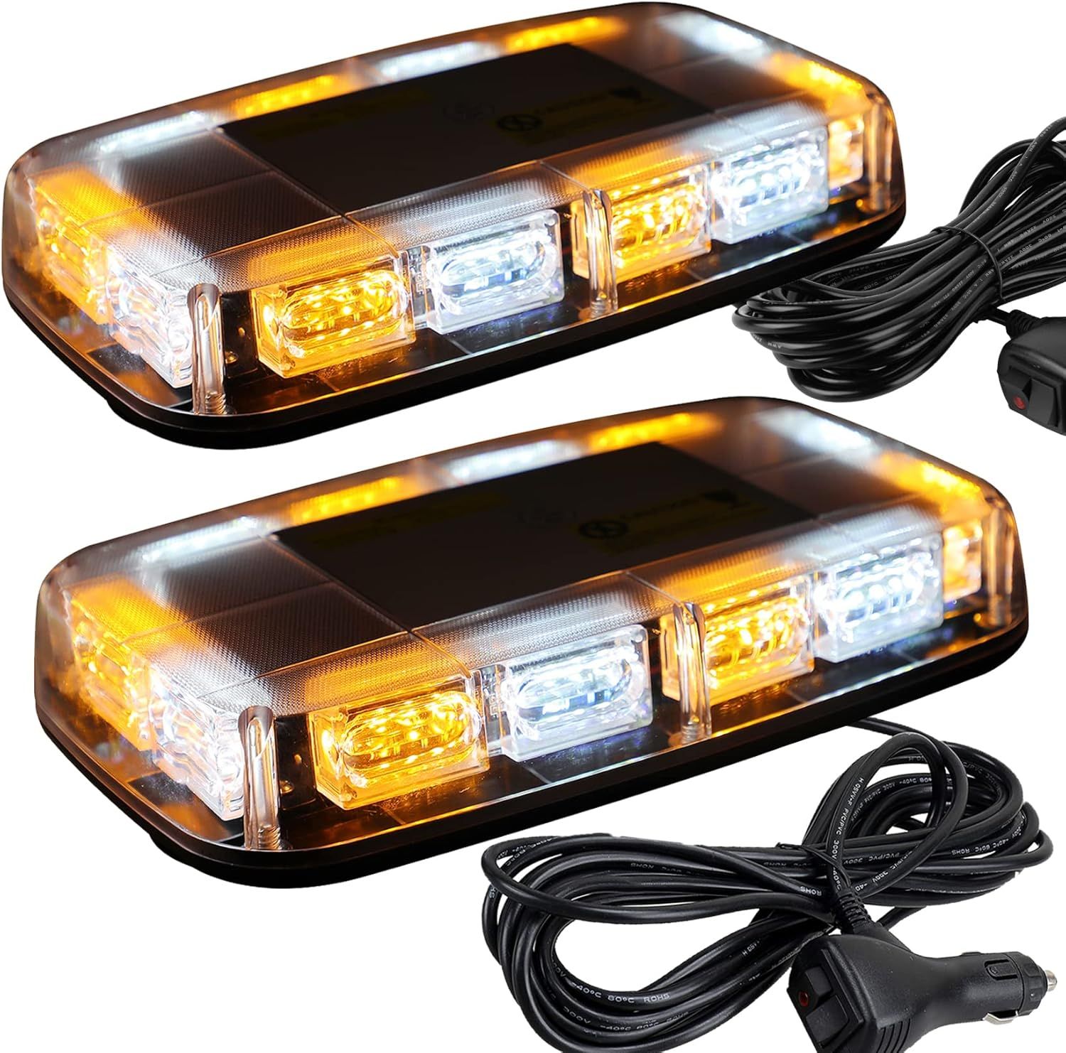 2 Pack 48 LED Roof Top Emergency Strobe Lights with Strong Magnetic Base for Construction Vehicles