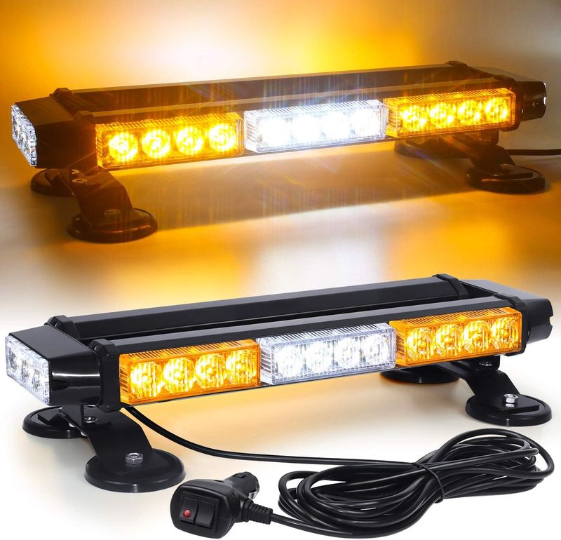 Double Side LED Emergency Light Bar 30 LED Magnetic Hazard Warning Light Amber/White