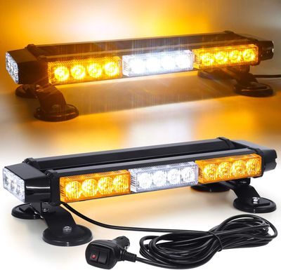 Double Side LED Emergency Light Bar 30 LED Magnetic Hazard Warning Light Amber/White