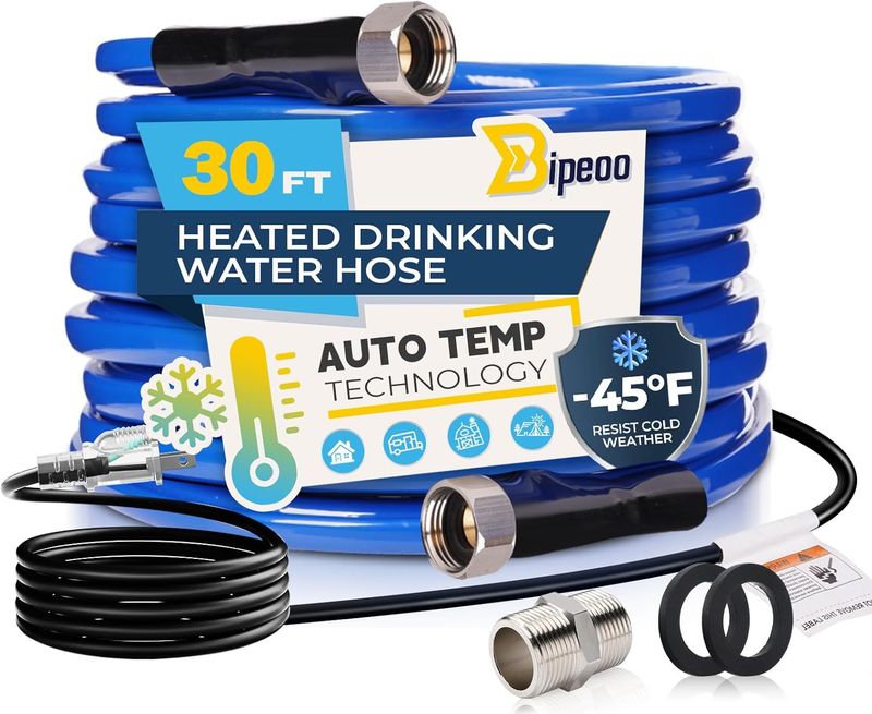 RV Heated Water Hose 30FT Freeze Protection Drinking Hose for Cold Weather