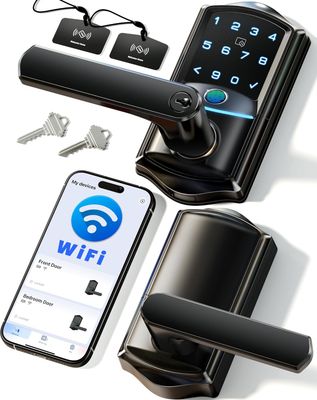 Wi-Fi Smart Lever Door Lock with Fingerprint, Keyless Entry and App Control