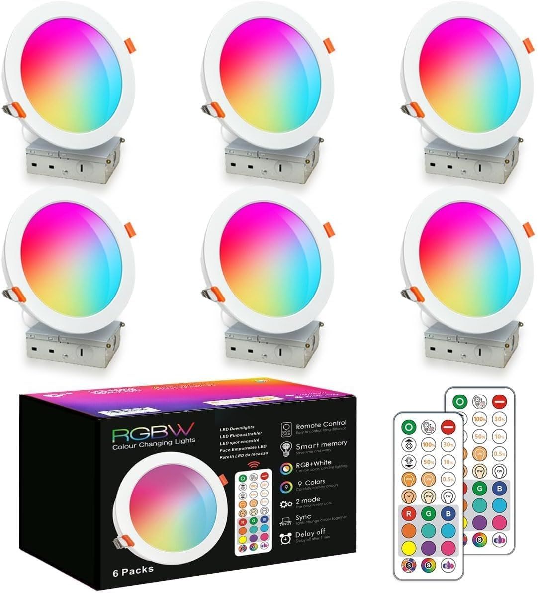 6 Inch LED Recessed Downlights Color Changing Ceiling Lights 6 Pack