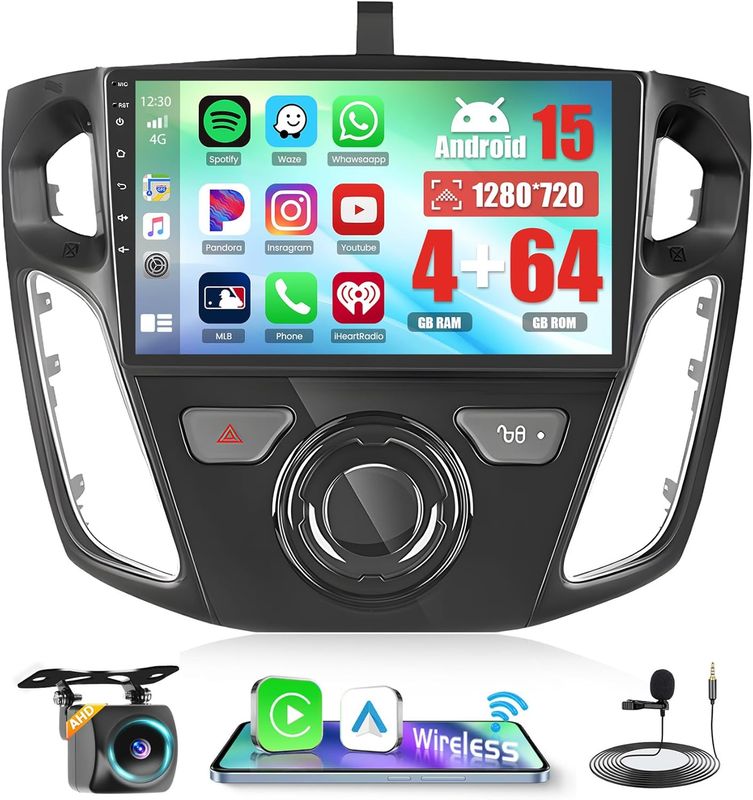 Ford Focus 2012–2018 Android 15 Touchscreen Car Stereo 9” with Backup Camera